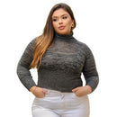 Blusa feminina de tricô gola alta manga longa sueter cropped d frio curto taman