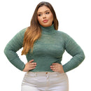 Blusa feminina de tricô gola alta manga longa sueter cropped d frio curto taman