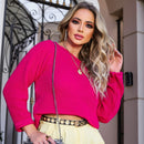 Blusa Curta Tricot Lisa com Bolso