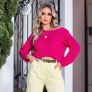 Blusa Curta Tricot Lisa com Bolso